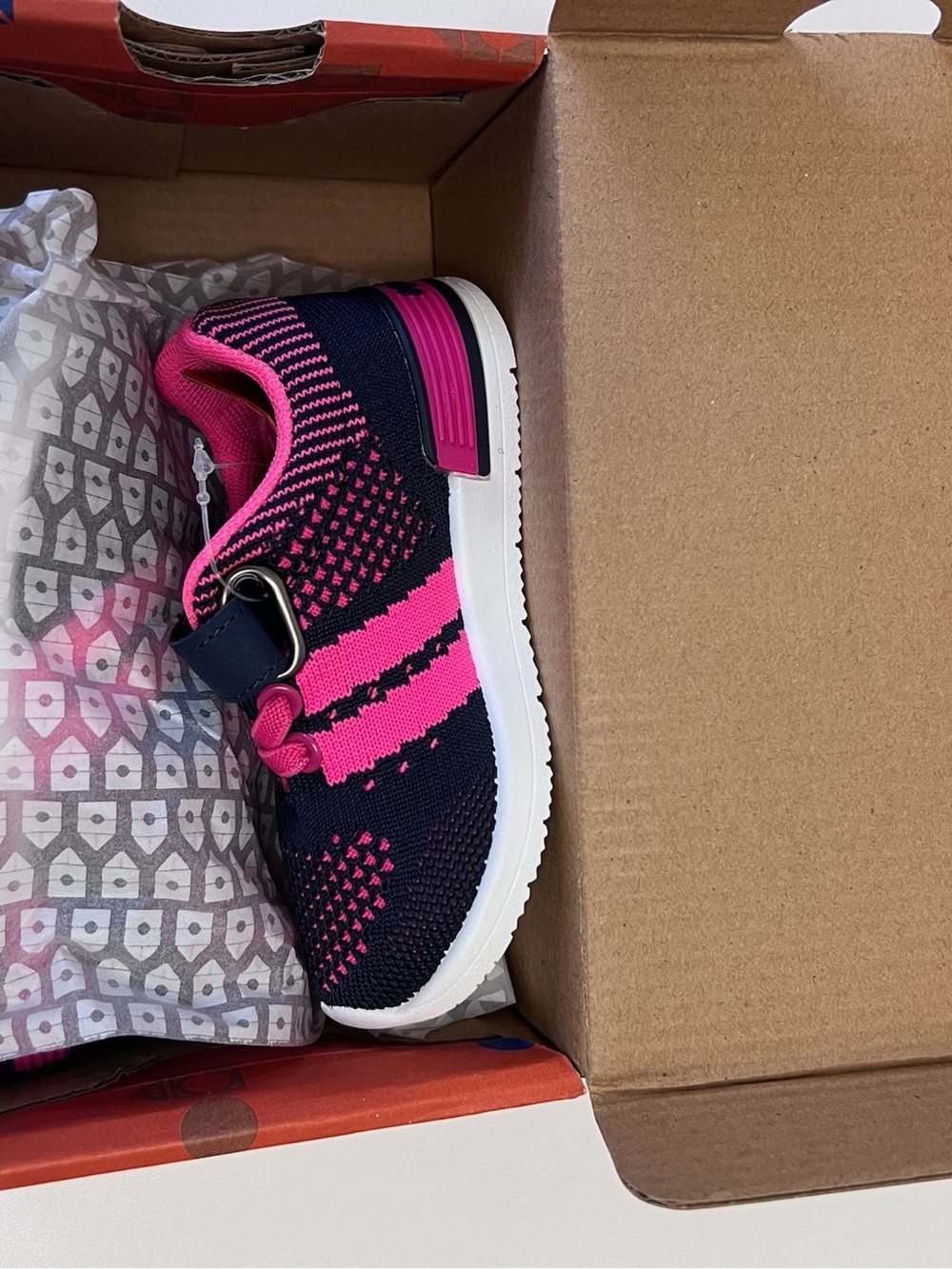 oomphies Navy and Hot Pink Kids Athletic Sneakers Size 7